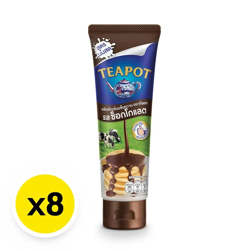 TEAPOT Squeeze Tube Choc 180g, dry grocery product with eight tubes of chocolate concentrate, shown in a clear squeeze tube.