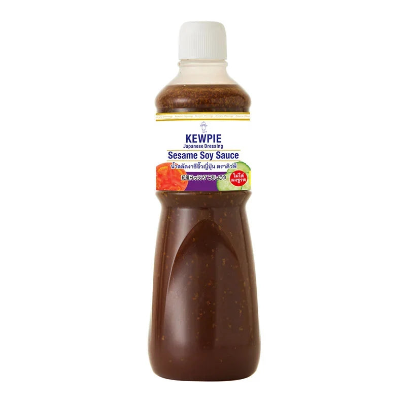 Kewpie Japanese Sesame Soy Dressing 1L bottle, dry grocery product with a label featuring sesame seeds and soy sauce branding.