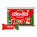 Sanghai Wafer Chocolate by SANGHAI, six-pack of crispy wafer chocolates in a dry grocery snack package.