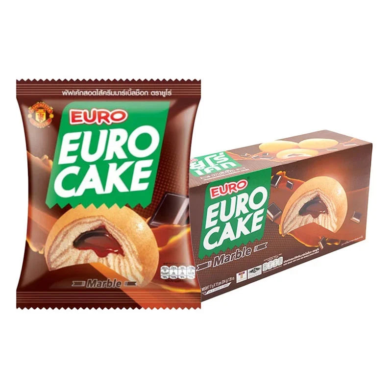 Euro Chocolate Marble Cake 17g snack package, featuring a chocolate and marble-patterned cake piece on the wrapper.