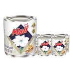 MALI Sweetened Condensed Milk 355g pack, stacked six, in a dry grocery product image with a white can labeled MALI.