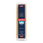 Agnesi Spaghetini No.2 dry pasta in 500g package, Italian thin spaghetti from Agnesi brand, with a close-up of the pasta.