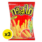 Twistko BBQ Corn Snack in 68g packets, featuring crunchy corn snacks with BBQ flavor, displayed in three packages.
