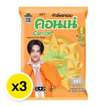 Cornae Corn Snack Cheese 46g pack showing crispy corn snacks with cheesy flavor, stacked in a clear bag for dry grocery snack category.