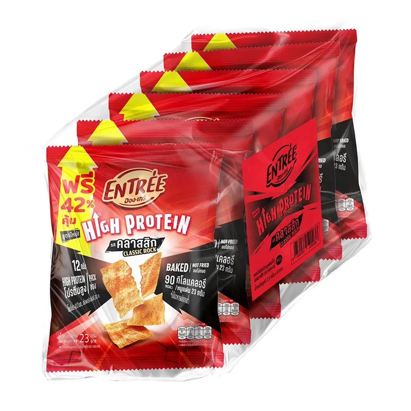 Entree Crispy Pork BBQ snack packs, 16g x6, dry grocery snack with crispy pork flavor, ideal for snack cravings