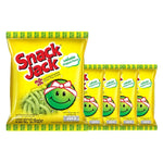SNACK JACK Green Pea Originals snack pack, 62g, featuring crispy green pea snacks in a colorful bag.