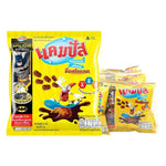 Campus extruded snack coated with chocolate, 12g per piece, shown in a close-up image of the dry grocery product.
