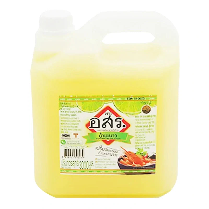 AORSORROR Lime Juice 55% in a 3L bottle, showing the label and transparent plastic container for dry grocery use.