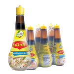 Six bottles of MAGGI seasoning sauce 200ml each, displayed in a row, showing the dark liquid inside clear glass bottles.
