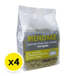 Mendake Green Noodle 180g pack, four units, dry grocery product with green-colored noodles, from the MENDAKE brand.