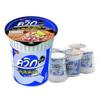 Quick Quick Cup Instant Noodle Minced Pork Tom Yum 60g with dry noodles and soup ingredients in a sealed cup packaging.