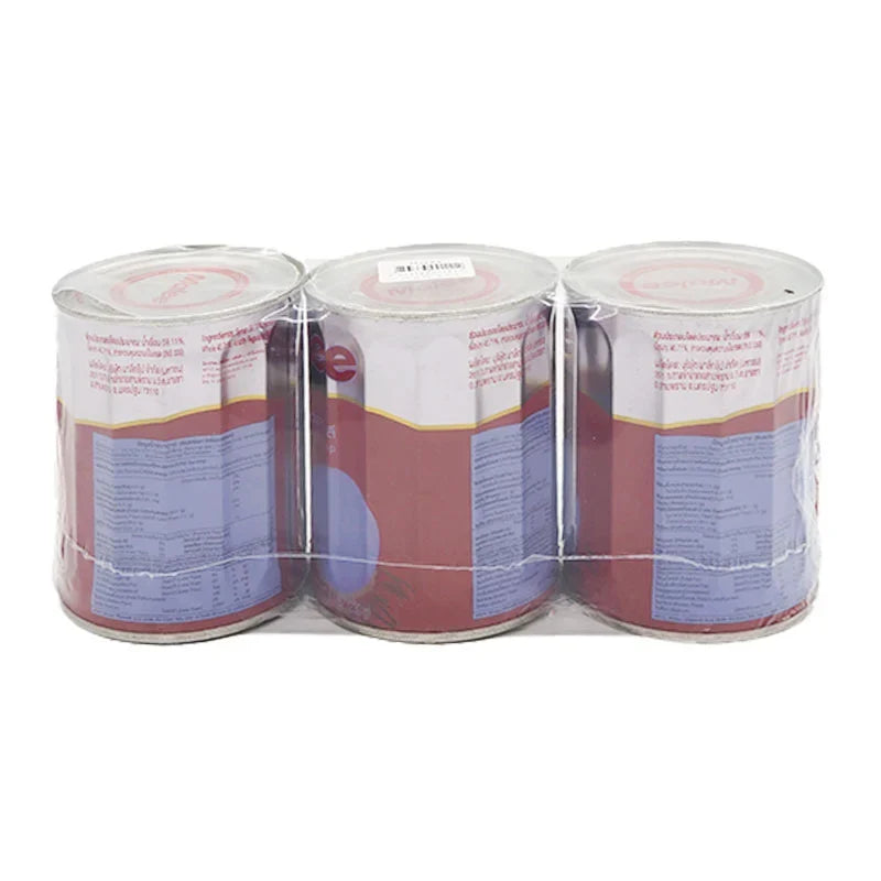 Malee Rambutan in syrup, 20 cans of dry grocery product, showing canned rambutans in syrup with labels and open can in image.