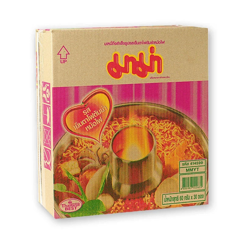 MAMA Mama Instant Noodles Yentafo Tom Yum flavor, dry grocery, 60g x30 packs, with colorful noodle packaging and ingredients.