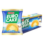 Euro Euro Cake Hokkaido Milk snack, 17g individual packs, dry grocery confectionery with creamy Hokkaido milk flavor.