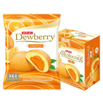 Dewberry Puff Cake with orange-flavored cream, 15g snack, featuring crispy puff pastry and vibrant orange filling.