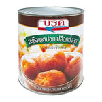 Brook whole peeled tomatoes in juice, 2.93kg, in a clear can with peeled tomatoes visible in liquid.