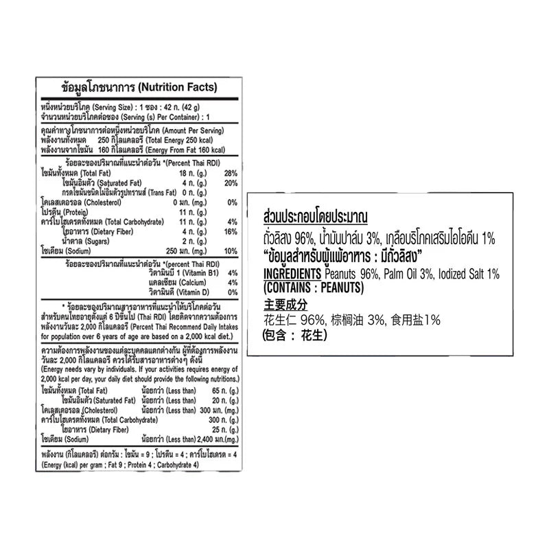 KOHKAE salted peanuts in 80g packs, dry grocery snack, three-pack, showing roasted peanuts with salted coating in clear packaging.