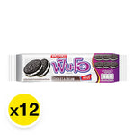 Fun-o Sandwich Chocolate Cookies filled with cream, a tasty dry snack from the confectionery product line.