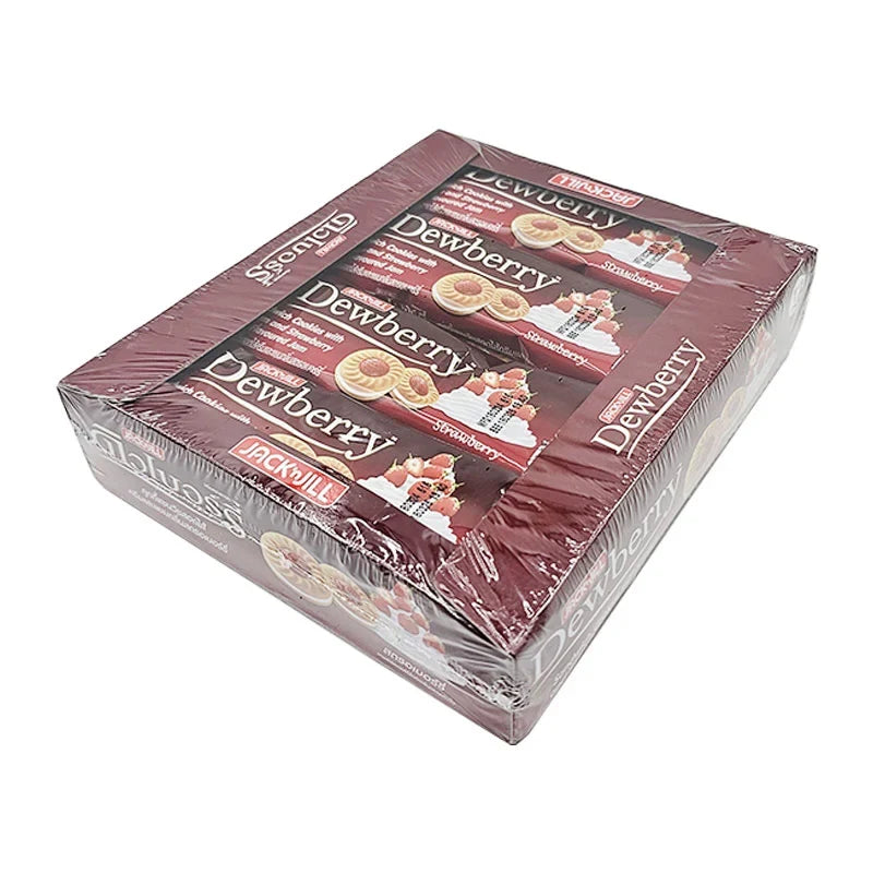 Dewberry Cookies Strawberry 27g, packaged snack with strawberry-flavored cookies, ideal for dry grocery and confectionery lovers.