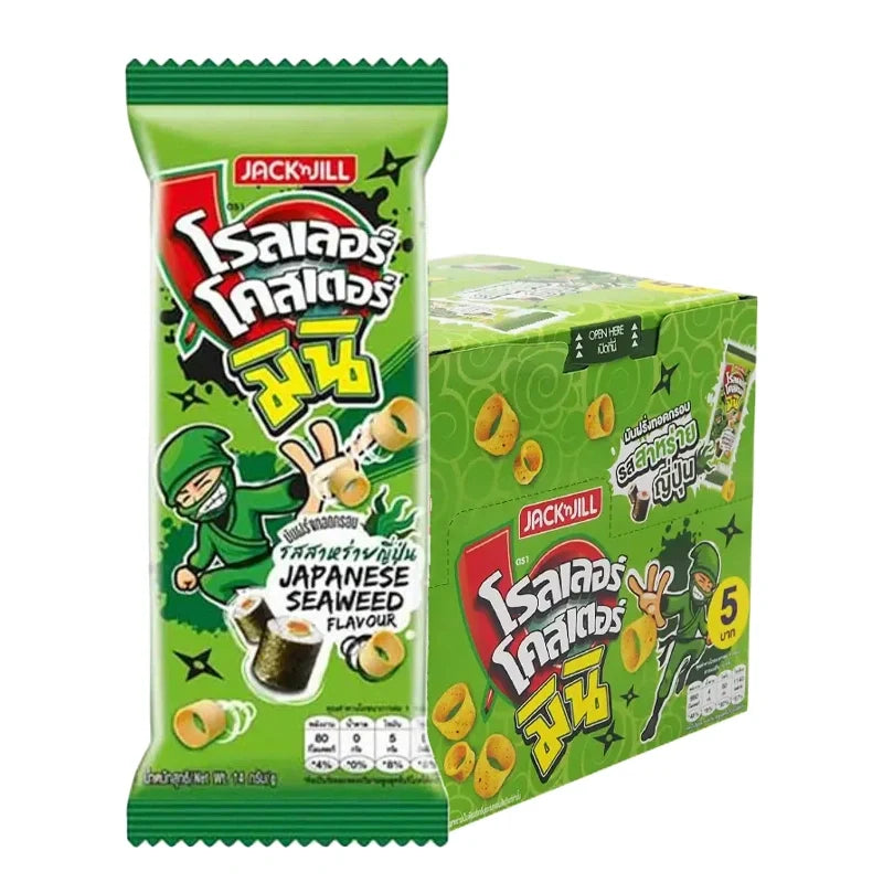 Roller Coaster Mini Ring Seaweed snack, dry grocery, 14g, crispy seaweed-flavored treat from ROLLER COASTER brand.