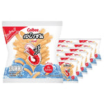 Calbee Ebisen Prawn Crackers in original flavor, 12g packs, crispy dry snack with prawn flavor, stacked in a box.