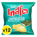 Tasto Potato Chips Japanese Seaweed 11g snack pack, crispy potato chips with seaweed flavor, in a 12-pack of dry grocery snacks