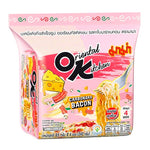 Mama Oriental Kitchen Instant Noodles Carbonara Bacon 85g package with dry noodles and bacon bits, ready to cook.