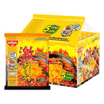 NISSIN Korean Hot Chicken Cheese Flavor Instant Noodles, 60g x5 packs, dry grocery product with spicy chicken and cheesy flavor