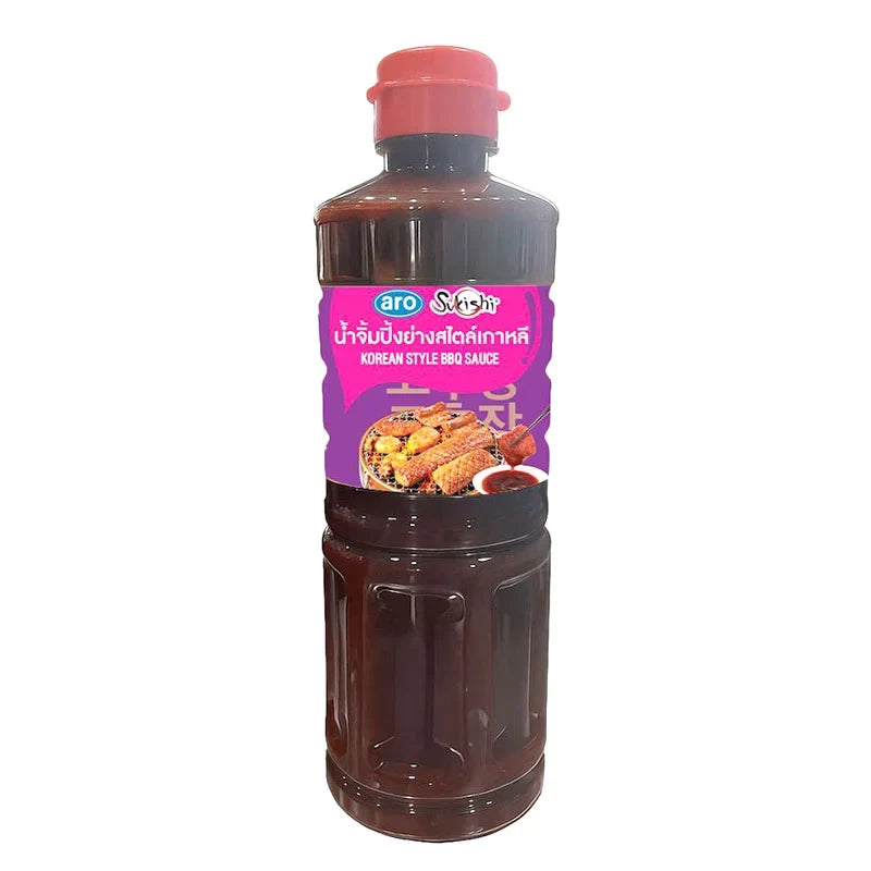ARO Sukishi Korean Style BBQ Sauce 590g in a glass bottle, ideal for grilling and marinating Korean-style dishes.