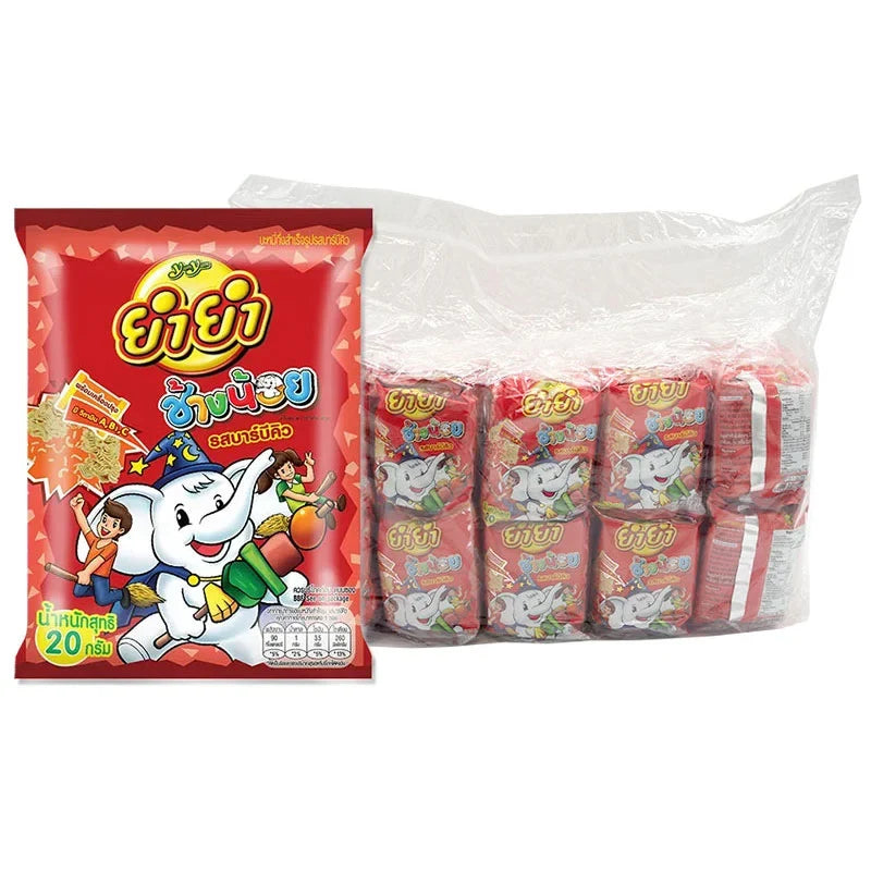 YUMYUM Chang Noi Instant Noodle Barbecue flavor, 20g packs, set of 60 dry grocery snack packets in a colorful package.