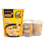 Mama Cup Spicy Cheese 63g, dry grocery snack pack, featuring six cups of spicy cheese flavor by MAMA.