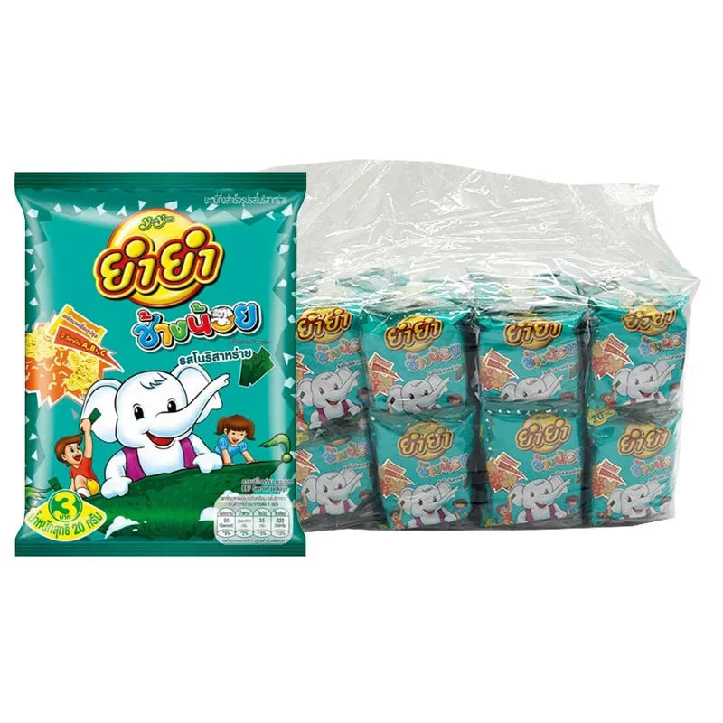 Yumyum Changnoi seaweed snack, 20g x 60 packs, dry grocery product featuring crispy dried seaweed sheets in a colorful package.