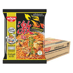 Nissin Premium Bag Korean Hot Chili Chicken dry grocery snack, 60g pack, featuring spicy chicken flavor in vibrant packaging