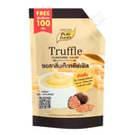 Pure Foods truffle flavored sauce in a 370g jar, showcasing the dark, rich sauce with truffle pieces visible.