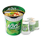 Wai Wai Quick Instant Cup Noodles with streamed shrimp and lime flavor, dry grocery product in a to-go cup with shrimp and lime garnish