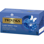Twinings Lady Grey tea drink in a clear glass, showcasing the light amber color of the brewed tea.