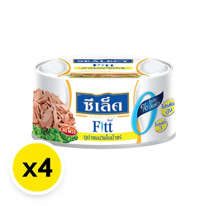 Sealect Fitt Tuna Sandwich in spring water, 165g x4, canned seafood product in a sealed can with label and product details.