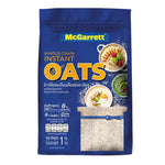 McGarrett Cereal Oats Meal Instant 1kg in a resealable bag, showcasing dry grocery oats product with brand label visible.