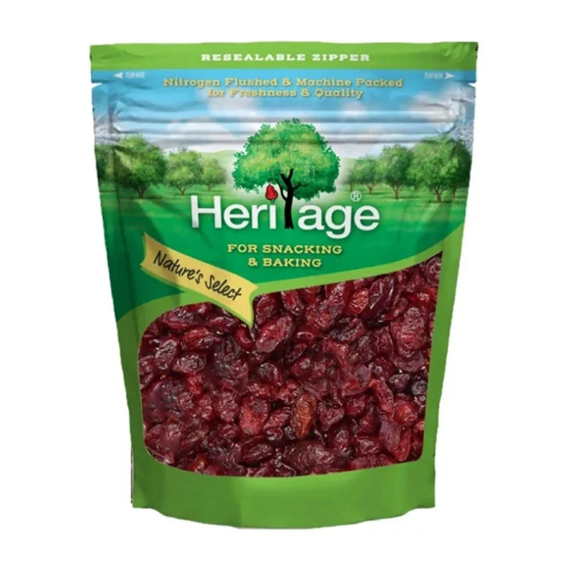 Heritage Cranberry Softmoist 500g package of dried cranberries for baking and snacking, with a resealable bag and label.
