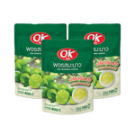 OK Lemon Powder 400g x3, dry grocery product, showing three resealable bags of lemon-flavored powder on a neutral background.