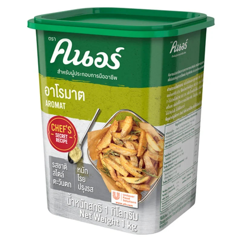 Knorr Aromat 1kg dry seasoning packet, versatile flavor enhancer for cooking, displayed in packaging with branding visible.