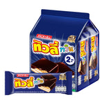 Tivoli Twin Chocolate Coated Wafers filled with vanilla flavor, crispy snack in a sealed package for dry grocery and confectionery.