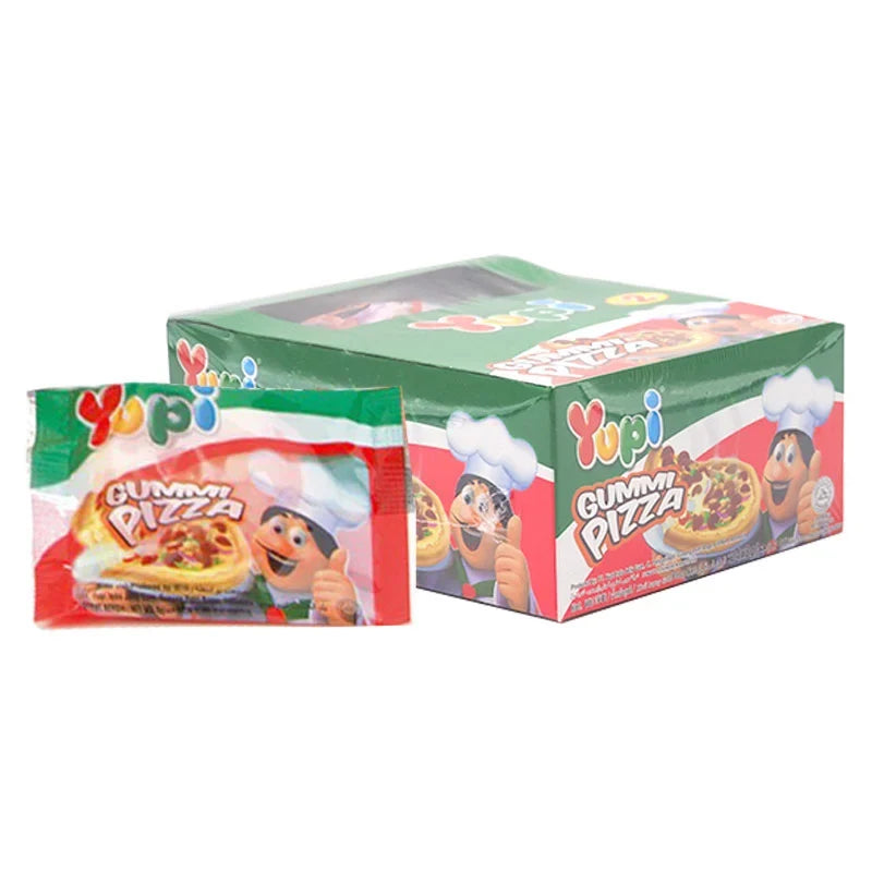 YUPI Gummy Pizza snacks in 8g packs, colorful gummy candies shaped like pizza slices, perfect for confectionery treats.