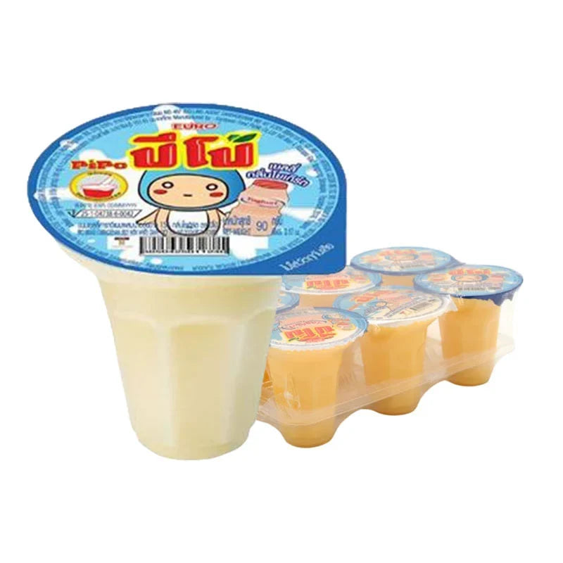Pipo Jelly Yogurt snack pack, 90g x6, colorful fruit-flavored jelly candies in a clear plastic bag.