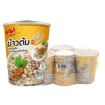 Mama Rice Soup Pork Garlic 40g x6 package, dry grocery product featuring rice soup with pork and garlic flavor.