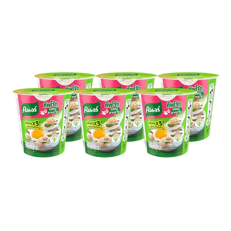 Knorr Cup Jok Pork Seaweed instant soup cup, 32g x6 packs, dry grocery product with seaweed and pork flavor in a convenient cup.