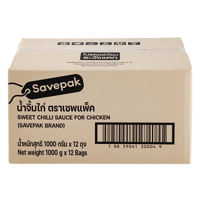 Savepak Chicken Sauce 1kg bottle, dry grocery product, with the Savepak brand label and packaging visible in the image.