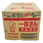 Ikkyu San Marukome Miso Soup 1kg pack, dry grocery product with ten packages, featuring traditional Japanese miso paste.