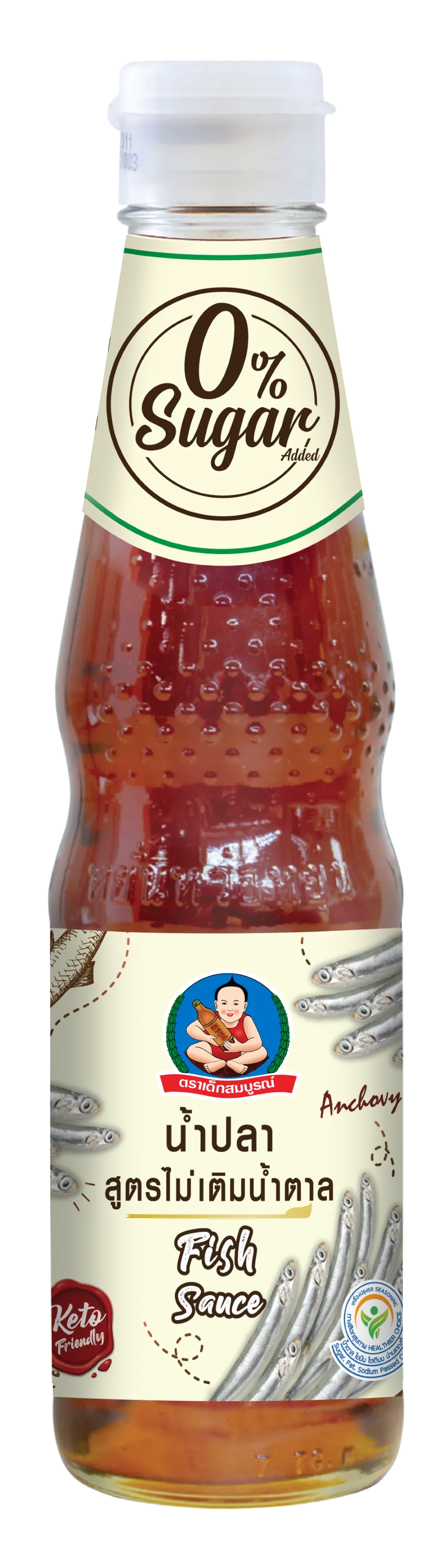 Bottle of Deksomboon Keto Fish Sauce 300ml, a dry grocery item from DEKSOMBOON, with clear view of the label and packaging.