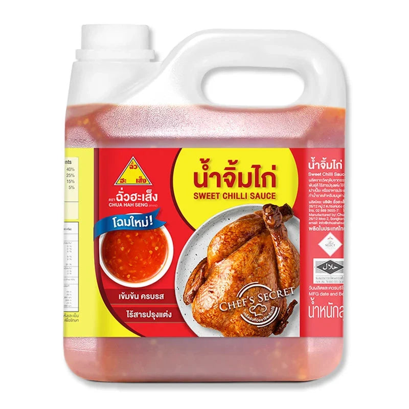 Chua HAH Seng Chicken Sauce 3.6kg bottle, dry grocery product with label displaying brand and product details.